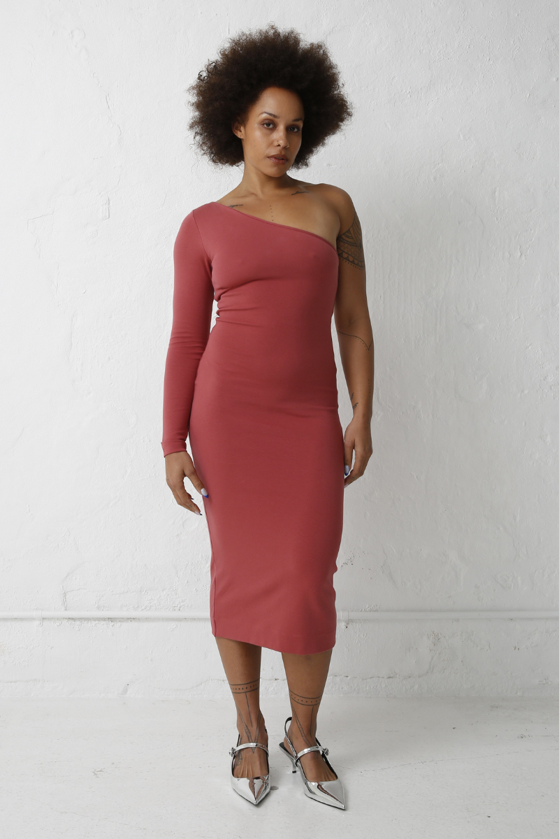 Dusk Rose Nari Cotton Asymmetric Dress