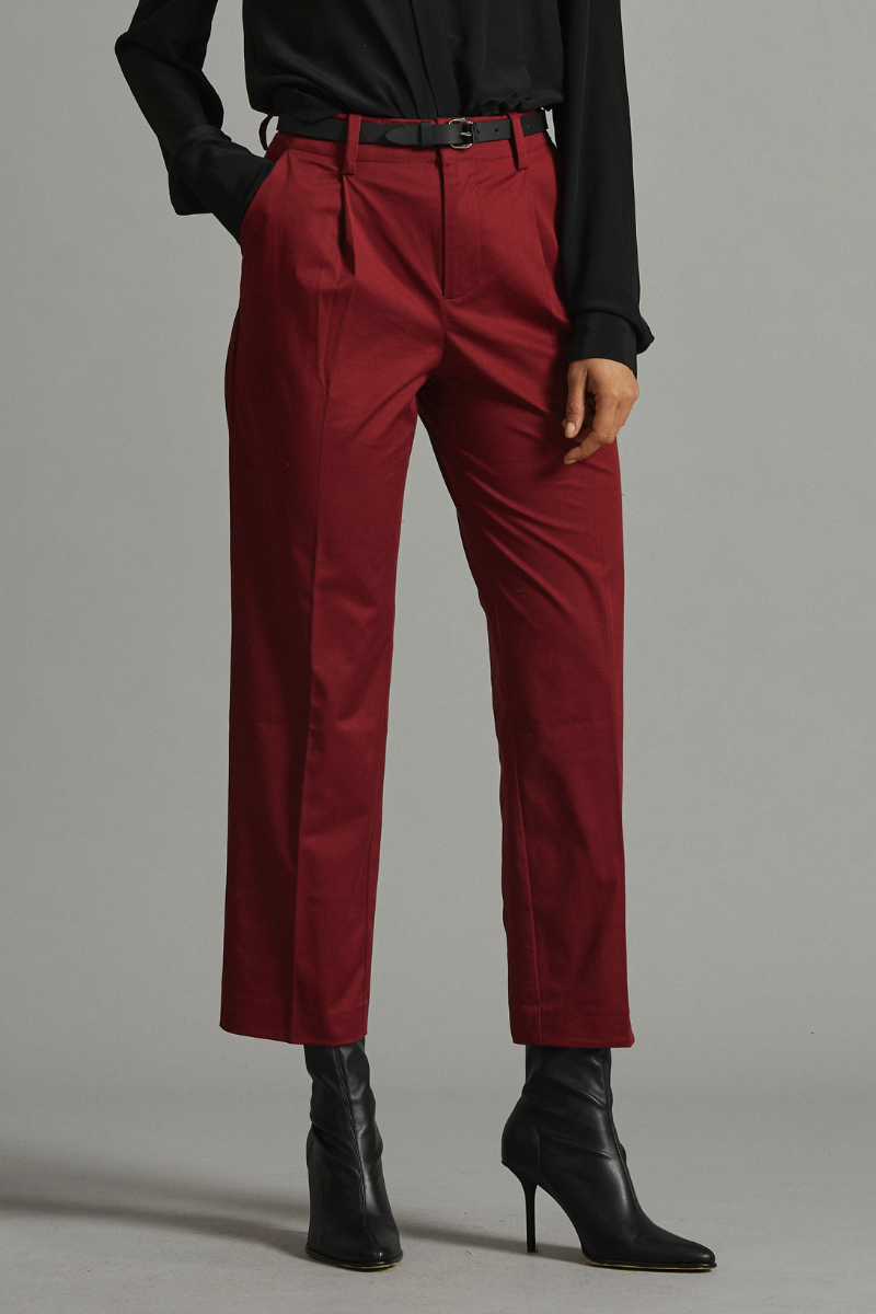 Crimson Sharp Tailored Cotton Pants