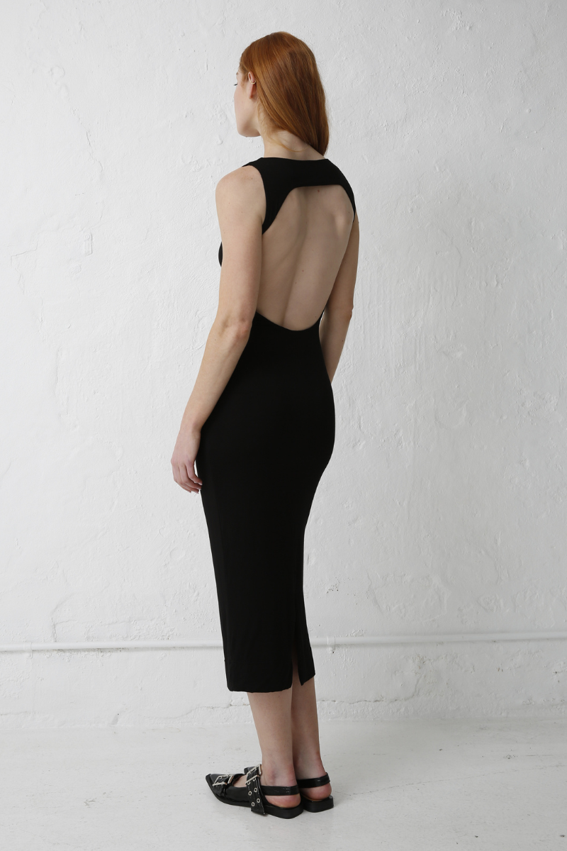 Black Ellia Modal Backless Dress