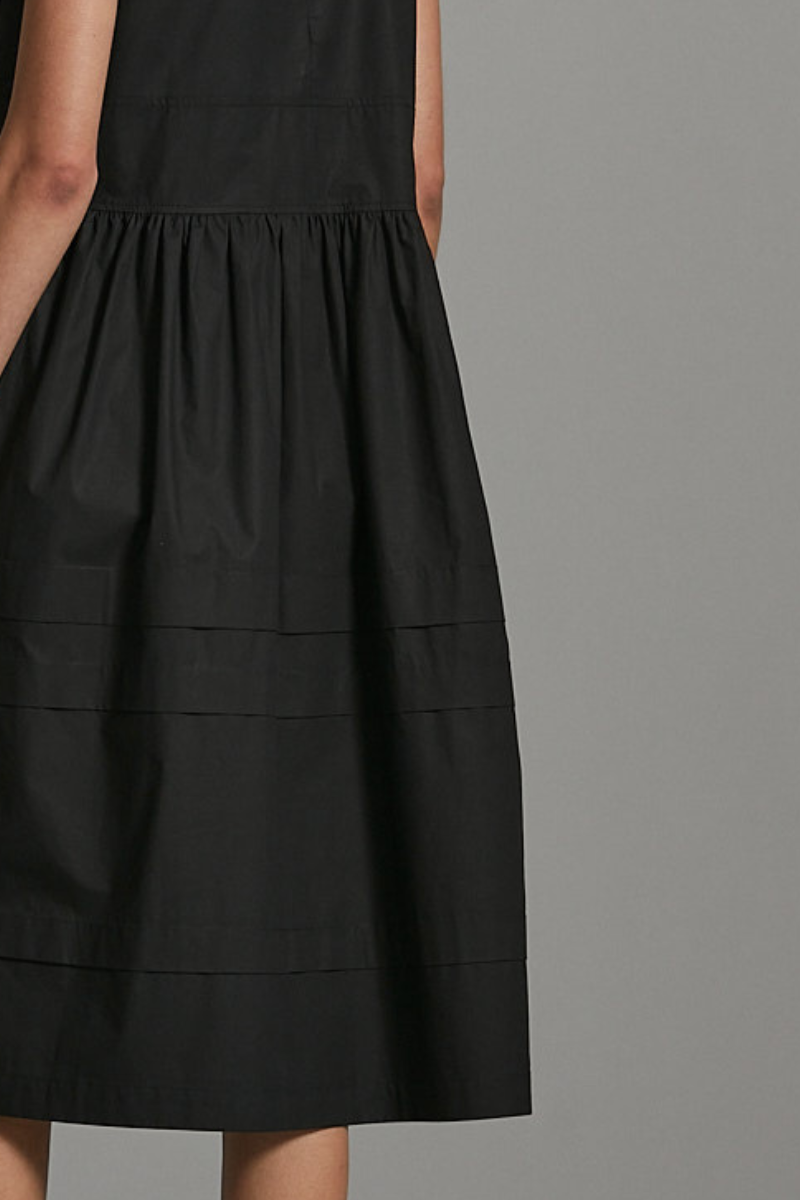 Black Mia Paper Touch Cotton Midi Dress