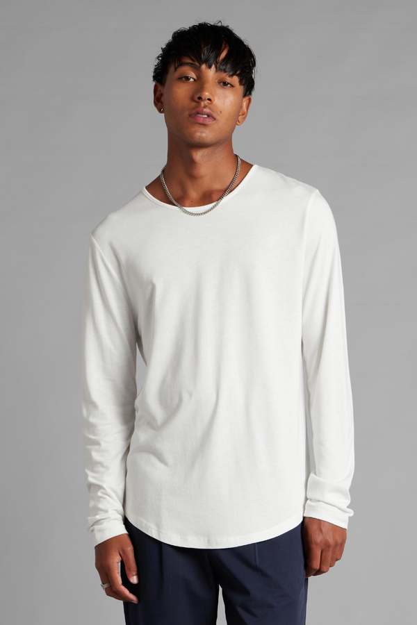 Off White Aalto Bamboo Cotton Long Sleeve T-Shirt
