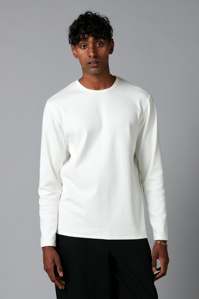 White Seek Cotton Elastane GenderU Long Sleeve T-Shirt