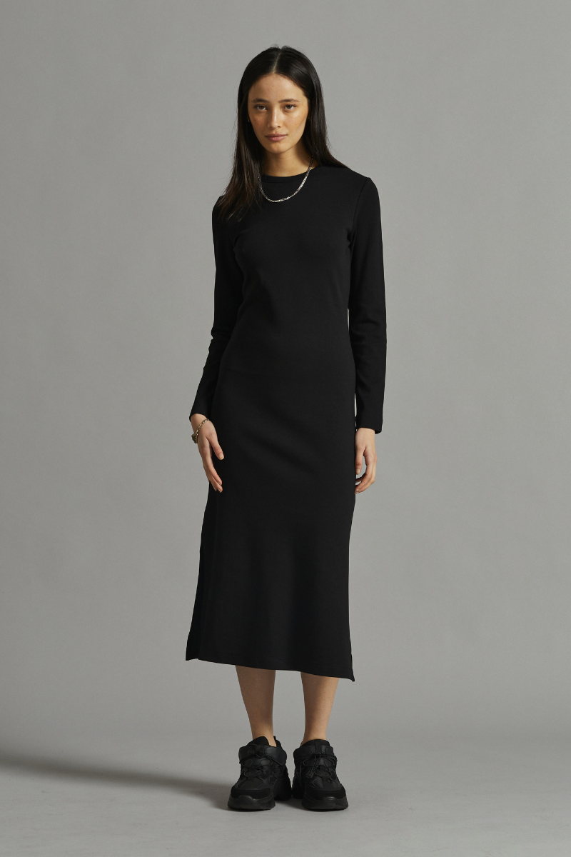 Black Nina Long Sleeve Midi Dress