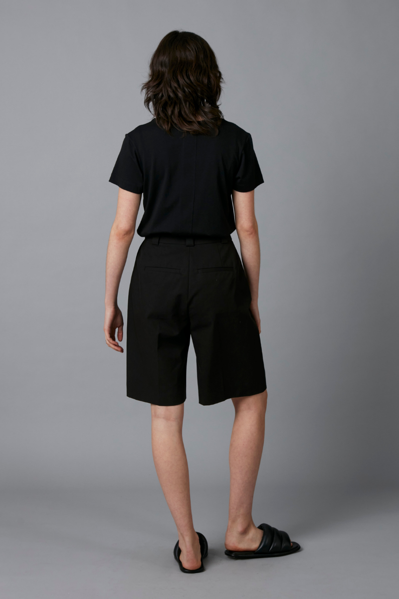 Black Lita Cotton Tencel Tailored Shorts